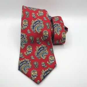 Best Of Class Robert Talbott Jacquard Silk Tie Paisley Pattern on Red Background